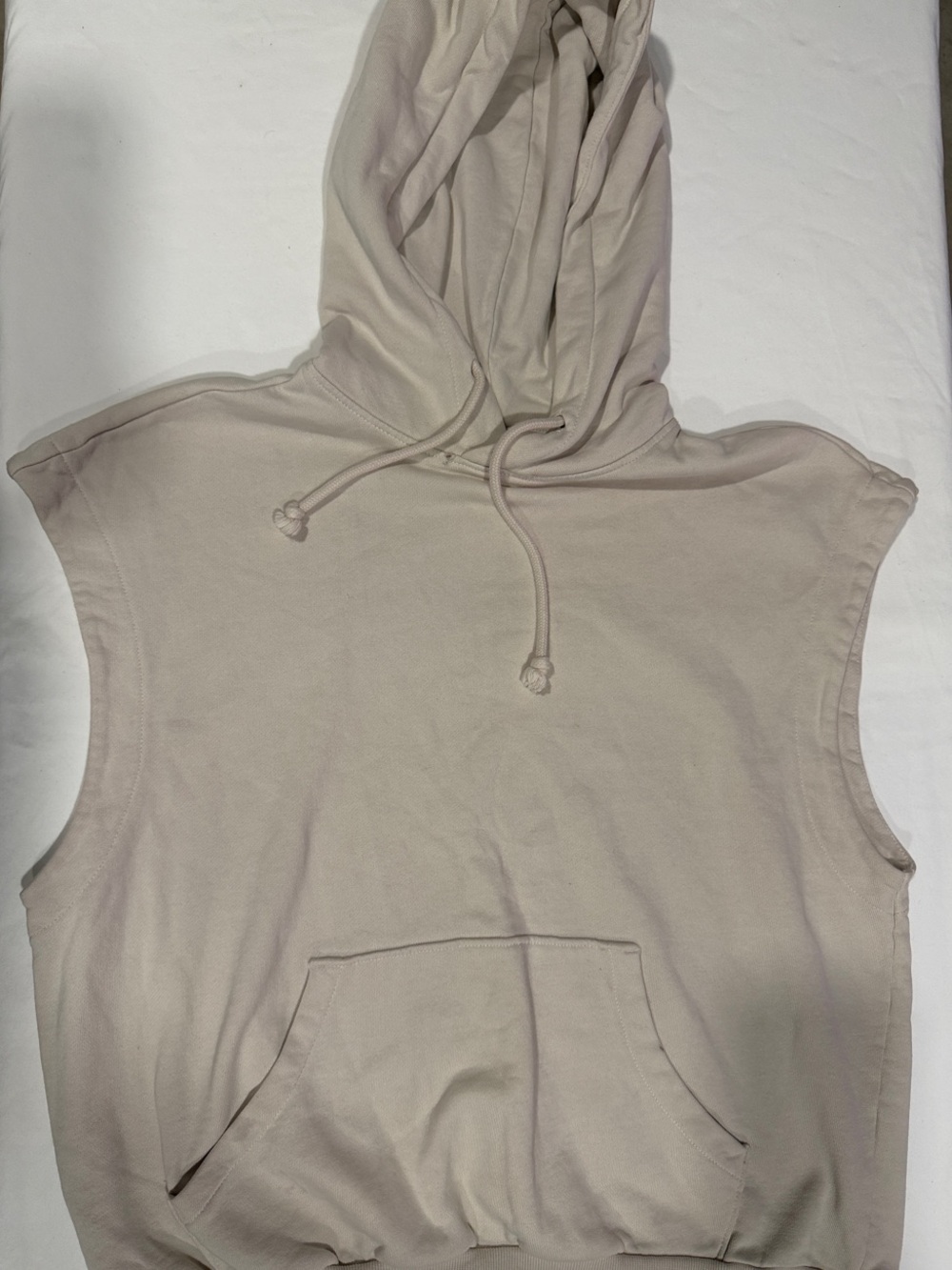 Sleeveless Hooded Pullover in Light Beige
